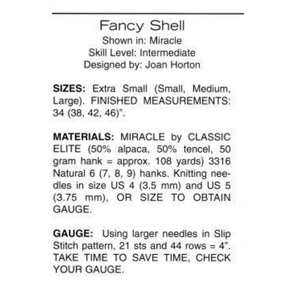 NWT Classic Elite Yarns 9002 Joan Horton Miracle Sweater Knitting Pattern - Picture 3 of 4